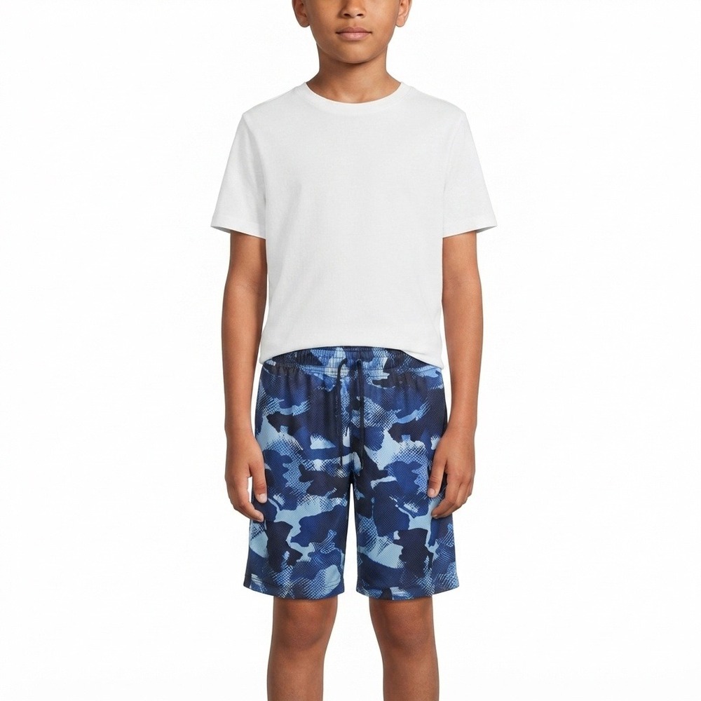 The Childrens Place Shorts Boys 16 XXL Blue Camo Active Mesh Drawstring
